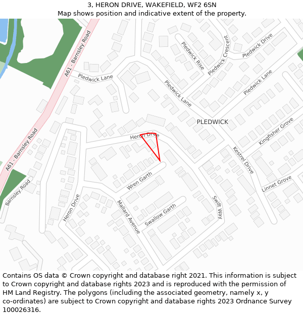 3, HERON DRIVE, WAKEFIELD, WF2 6SN: Location map and indicative extent of plot