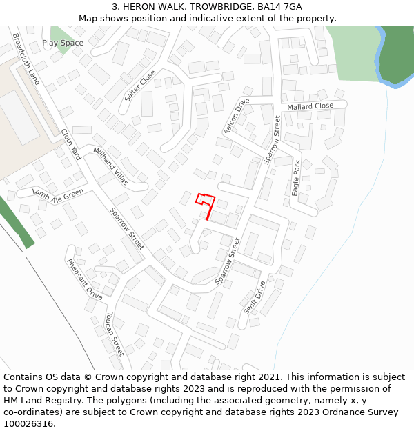 3, HERON WALK, TROWBRIDGE, BA14 7GA: Location map and indicative extent of plot