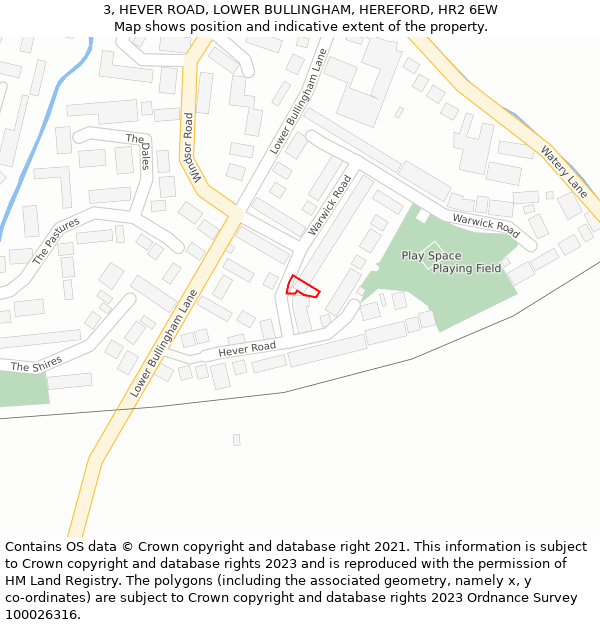 3, HEVER ROAD, LOWER BULLINGHAM, HEREFORD, HR2 6EW: Location map and indicative extent of plot