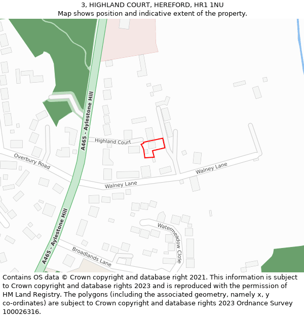 3, HIGHLAND COURT, HEREFORD, HR1 1NU: Location map and indicative extent of plot