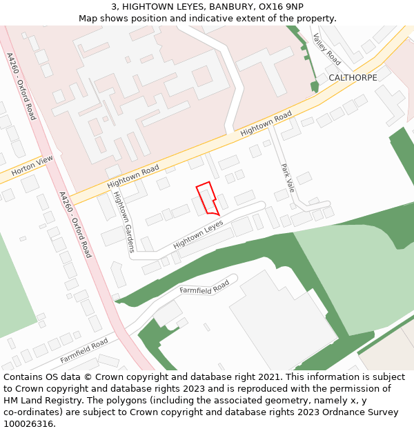 3, HIGHTOWN LEYES, BANBURY, OX16 9NP: Location map and indicative extent of plot