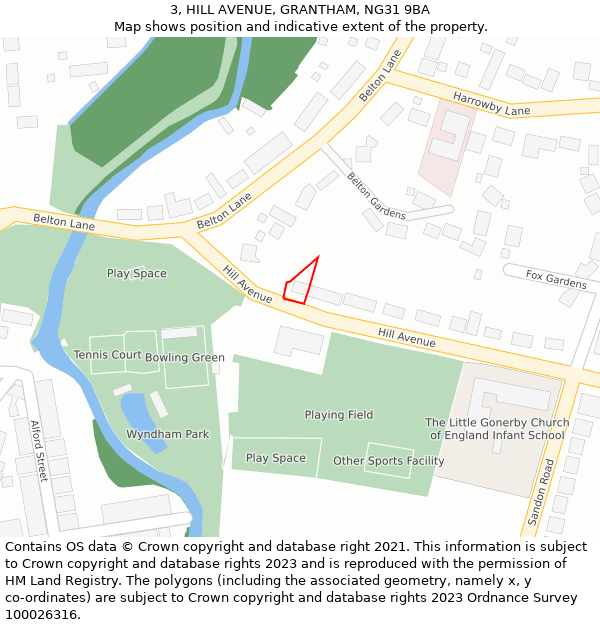 3, HILL AVENUE, GRANTHAM, NG31 9BA: Location map and indicative extent of plot