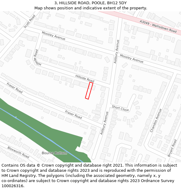 3, HILLSIDE ROAD, POOLE, BH12 5DY: Location map and indicative extent of plot