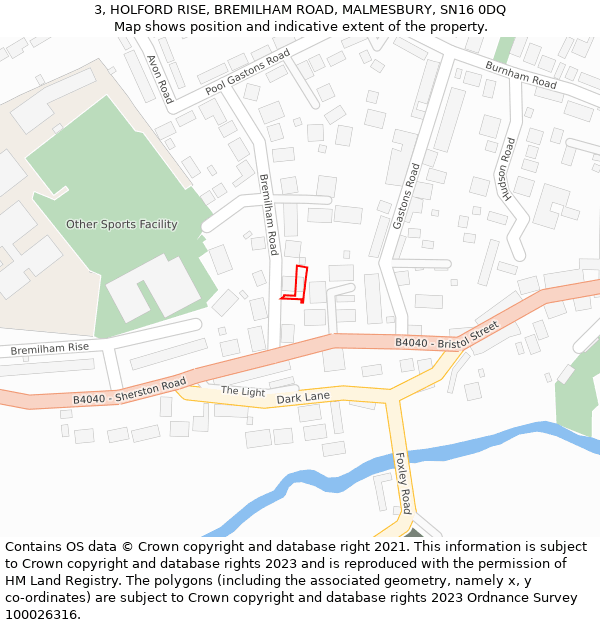 3, HOLFORD RISE, BREMILHAM ROAD, MALMESBURY, SN16 0DQ: Location map and indicative extent of plot