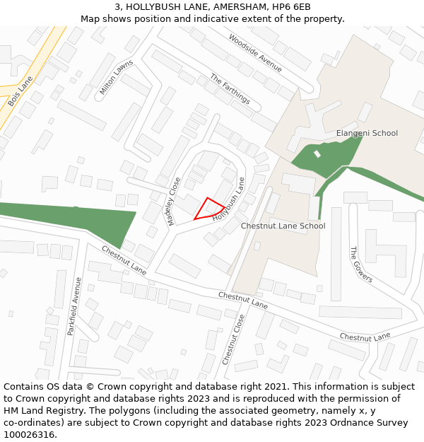 3, HOLLYBUSH LANE, AMERSHAM, HP6 6EB: Location map and indicative extent of plot