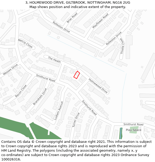 3, HOLMEWOOD DRIVE, GILTBROOK, NOTTINGHAM, NG16 2UG: Location map and indicative extent of plot