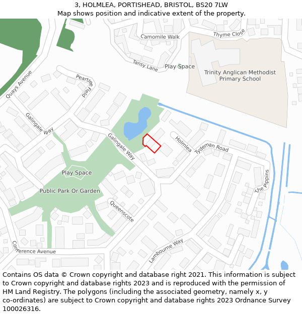 3, HOLMLEA, PORTISHEAD, BRISTOL, BS20 7LW: Location map and indicative extent of plot