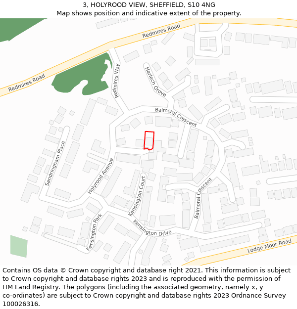 3, HOLYROOD VIEW, SHEFFIELD, S10 4NG: Location map and indicative extent of plot