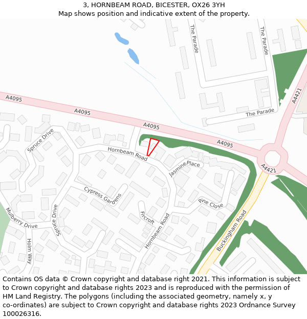 3, HORNBEAM ROAD, BICESTER, OX26 3YH: Location map and indicative extent of plot