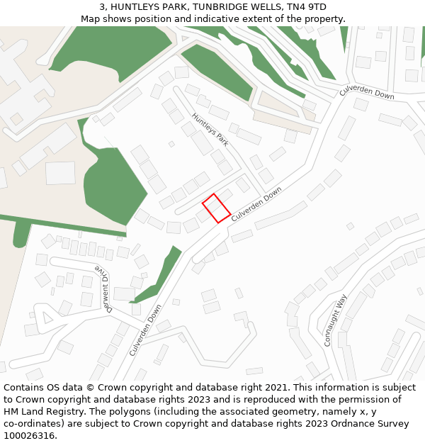 3, HUNTLEYS PARK, TUNBRIDGE WELLS, TN4 9TD: Location map and indicative extent of plot