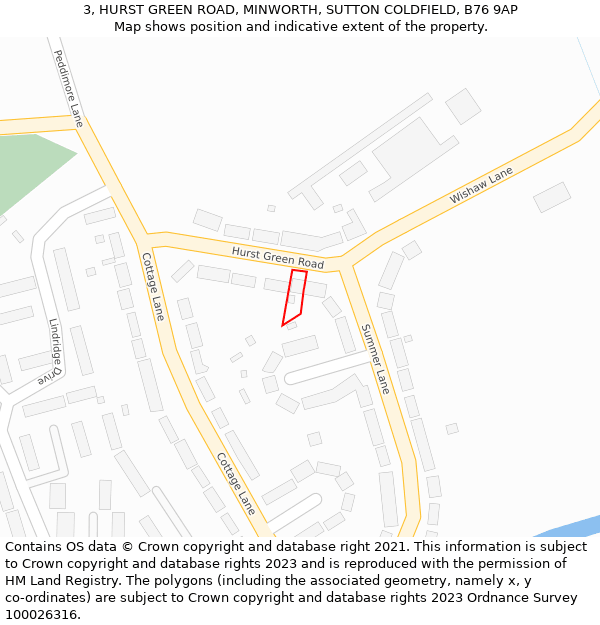 3, HURST GREEN ROAD, MINWORTH, SUTTON COLDFIELD, B76 9AP: Location map and indicative extent of plot