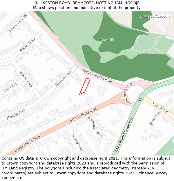 3, ILKESTON ROAD, BRAMCOTE, NOTTINGHAM, NG9 3JP: Location map and indicative extent of plot