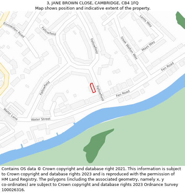 3, JANE BROWN CLOSE, CAMBRIDGE, CB4 1FQ: Location map and indicative extent of plot