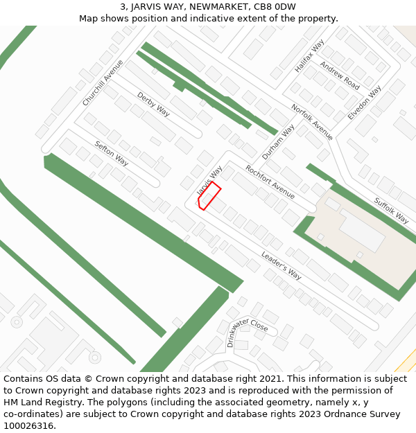 3, JARVIS WAY, NEWMARKET, CB8 0DW: Location map and indicative extent of plot