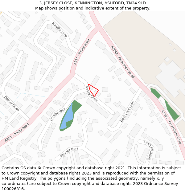 3, JERSEY CLOSE, KENNINGTON, ASHFORD, TN24 9LD: Location map and indicative extent of plot