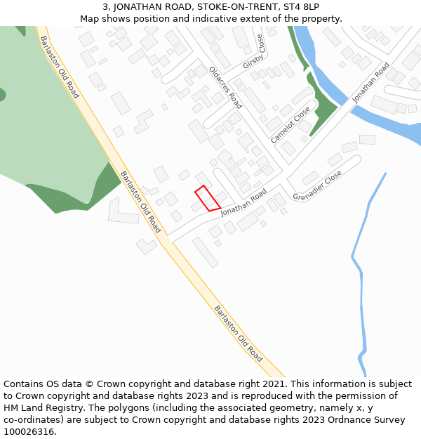 3, JONATHAN ROAD, STOKE-ON-TRENT, ST4 8LP: Location map and indicative extent of plot