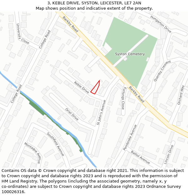 3, KEBLE DRIVE, SYSTON, LEICESTER, LE7 2AN: Location map and indicative extent of plot