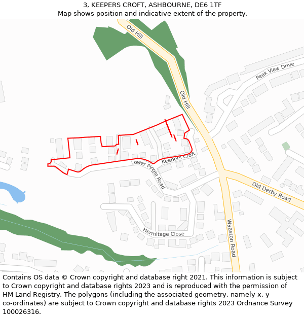 3, KEEPERS CROFT, ASHBOURNE, DE6 1TF: Location map and indicative extent of plot