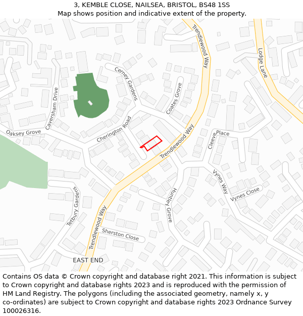 3, KEMBLE CLOSE, NAILSEA, BRISTOL, BS48 1SS: Location map and indicative extent of plot