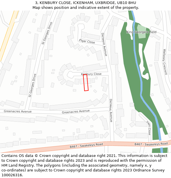 3, KENBURY CLOSE, ICKENHAM, UXBRIDGE, UB10 8HU: Location map and indicative extent of plot