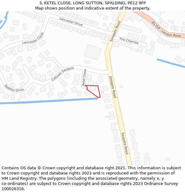 3, KETEL CLOSE, LONG SUTTON, SPALDING, PE12 9FP: Location map and indicative extent of plot