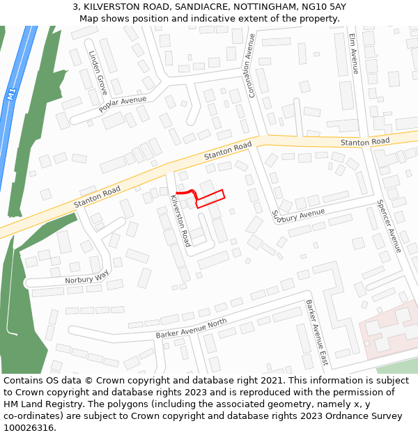 3, KILVERSTON ROAD, SANDIACRE, NOTTINGHAM, NG10 5AY: Location map and indicative extent of plot