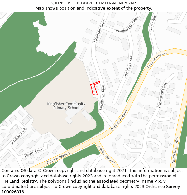 3, KINGFISHER DRIVE, CHATHAM, ME5 7NX: Location map and indicative extent of plot