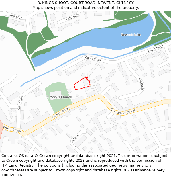 3, KINGS SHOOT, COURT ROAD, NEWENT, GL18 1SY: Location map and indicative extent of plot