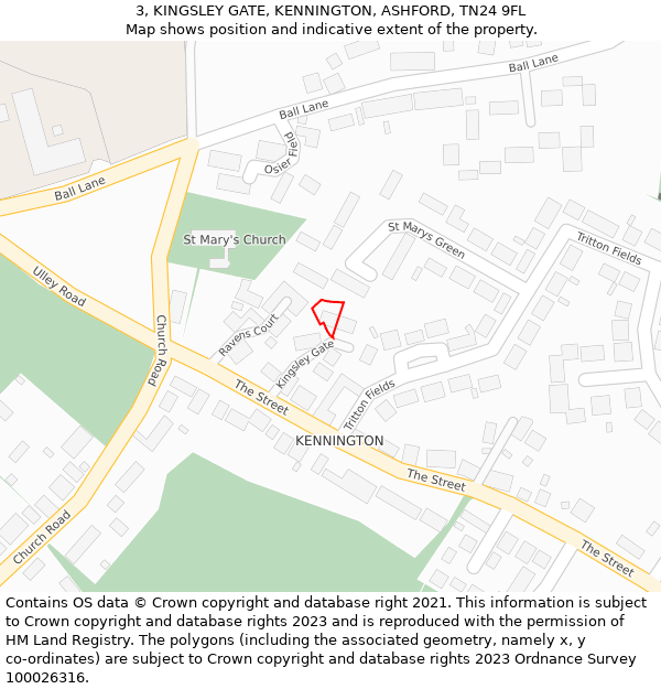 3, KINGSLEY GATE, KENNINGTON, ASHFORD, TN24 9FL: Location map and indicative extent of plot