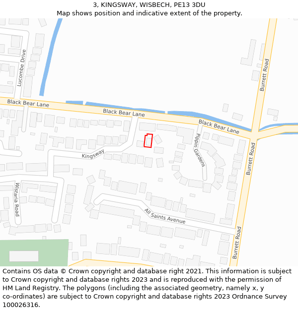 3, KINGSWAY, WISBECH, PE13 3DU: Location map and indicative extent of plot