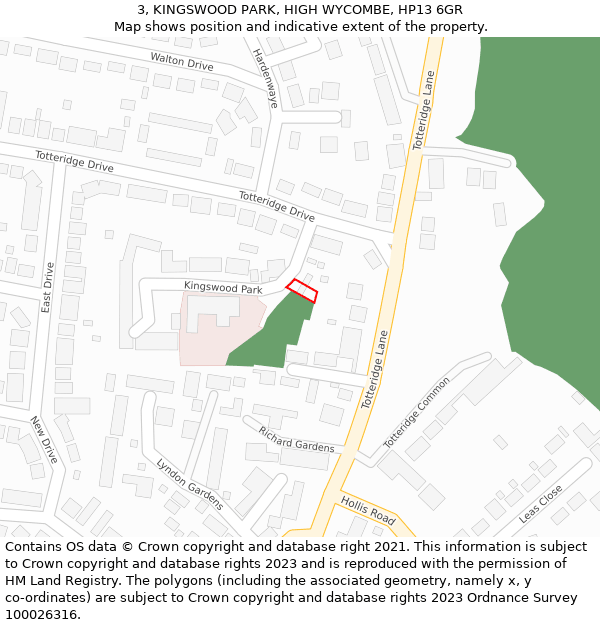 3, KINGSWOOD PARK, HIGH WYCOMBE, HP13 6GR: Location map and indicative extent of plot