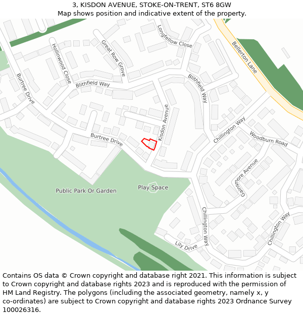 3, KISDON AVENUE, STOKE-ON-TRENT, ST6 8GW: Location map and indicative extent of plot