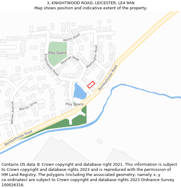 3, KNIGHTWOOD ROAD, LEICESTER, LE4 9AN: Location map and indicative extent of plot