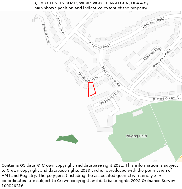 3, LADY FLATTS ROAD, WIRKSWORTH, MATLOCK, DE4 4BQ: Location map and indicative extent of plot