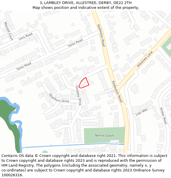 3, LAMBLEY DRIVE, ALLESTREE, DERBY, DE22 2TH: Location map and indicative extent of plot