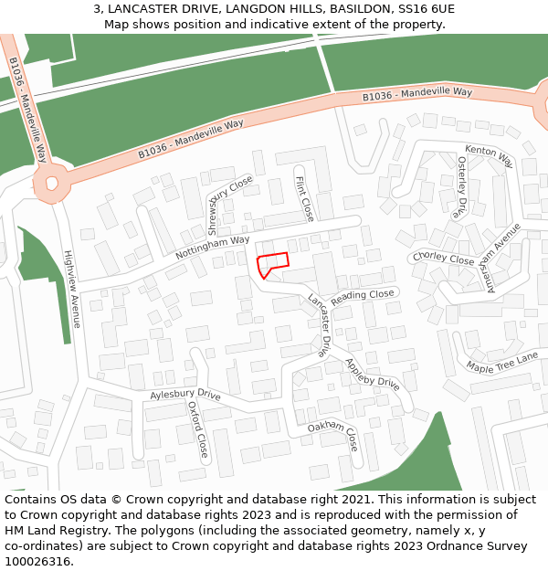 3, LANCASTER DRIVE, LANGDON HILLS, BASILDON, SS16 6UE: Location map and indicative extent of plot