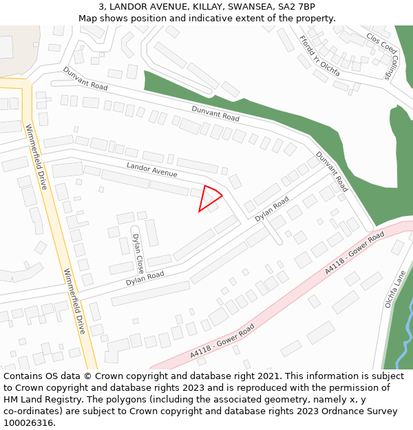 3, LANDOR AVENUE, KILLAY, SWANSEA, SA2 7BP: Location map and indicative extent of plot