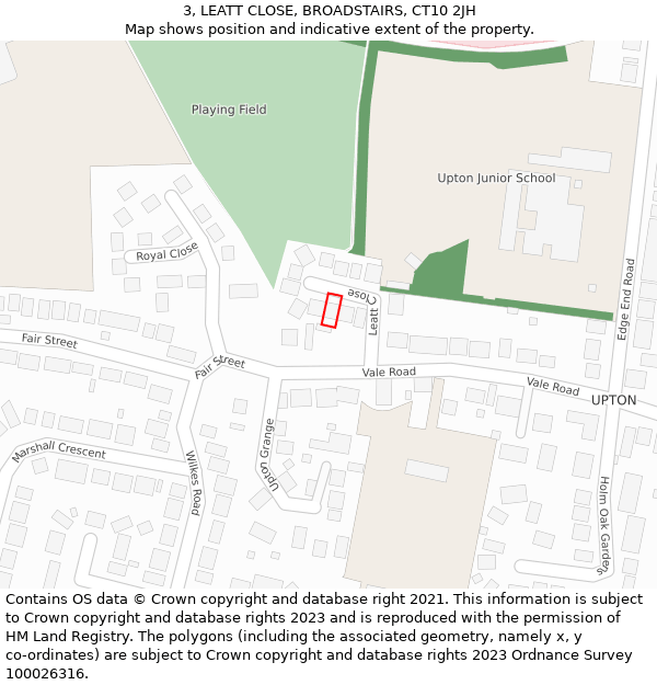 3, LEATT CLOSE, BROADSTAIRS, CT10 2JH: Location map and indicative extent of plot