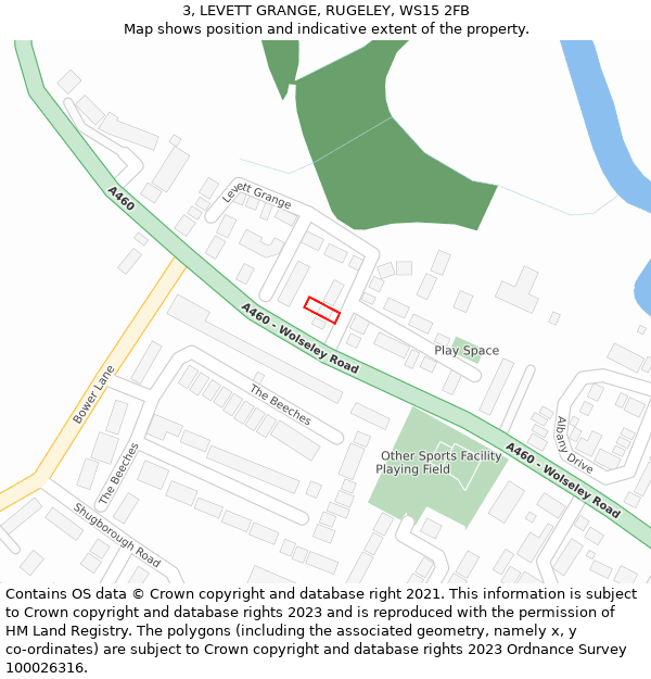 3, LEVETT GRANGE, RUGELEY, WS15 2FB: Location map and indicative extent of plot