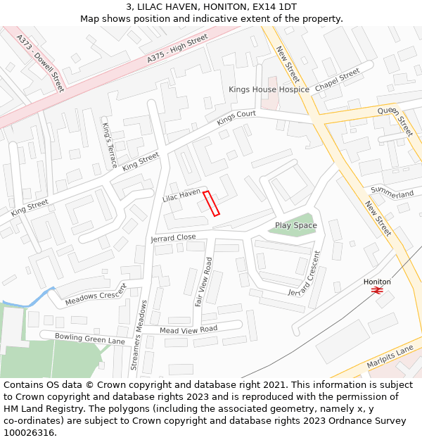 3, LILAC HAVEN, HONITON, EX14 1DT: Location map and indicative extent of plot