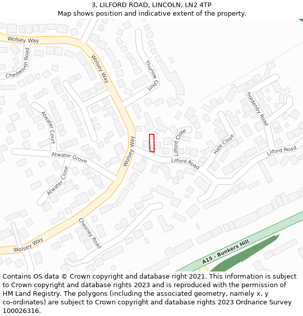 3, LILFORD ROAD, LINCOLN, LN2 4TP: Location map and indicative extent of plot