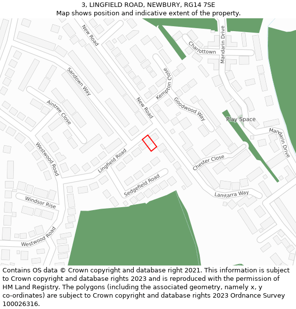 3, LINGFIELD ROAD, NEWBURY, RG14 7SE: Location map and indicative extent of plot