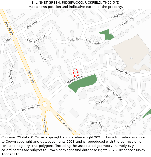 3, LINNET GREEN, RIDGEWOOD, UCKFIELD, TN22 5YD: Location map and indicative extent of plot
