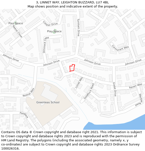 3, LINNET WAY, LEIGHTON BUZZARD, LU7 4BL: Location map and indicative extent of plot