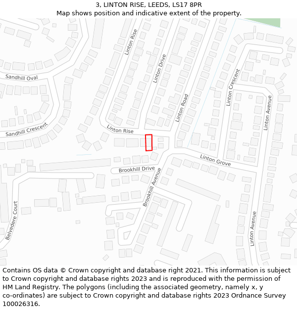 3, LINTON RISE, LEEDS, LS17 8PR: Location map and indicative extent of plot