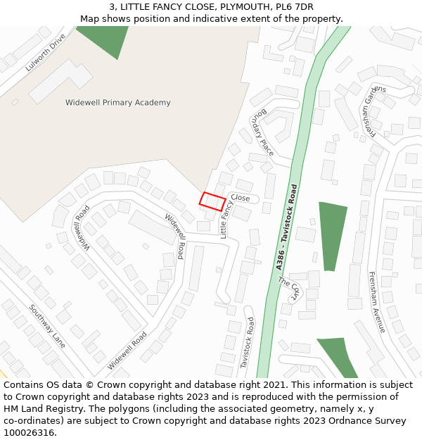 3, LITTLE FANCY CLOSE, PLYMOUTH, PL6 7DR: Location map and indicative extent of plot