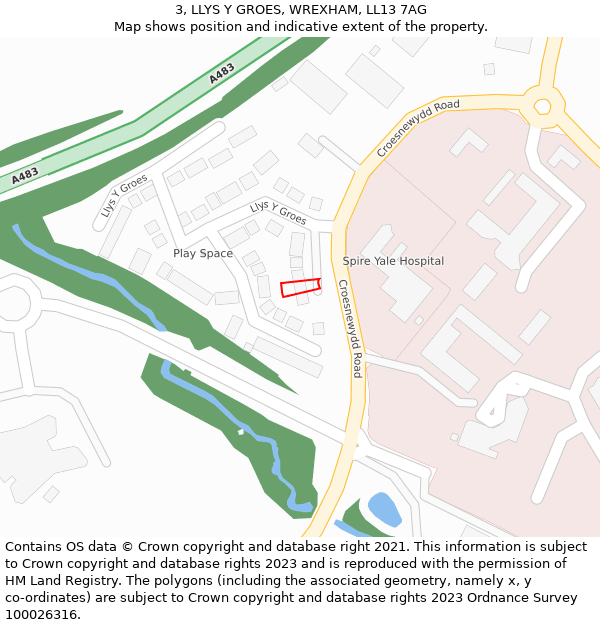 3, LLYS Y GROES, WREXHAM, LL13 7AG: Location map and indicative extent of plot