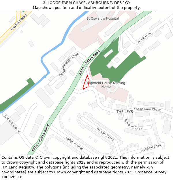 3, LODGE FARM CHASE, ASHBOURNE, DE6 1GY: Location map and indicative extent of plot