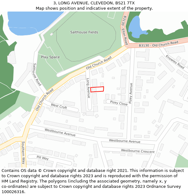 3, LONG AVENUE, CLEVEDON, BS21 7TX: Location map and indicative extent of plot