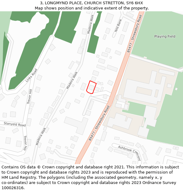 3, LONGMYND PLACE, CHURCH STRETTON, SY6 6HX: Location map and indicative extent of plot